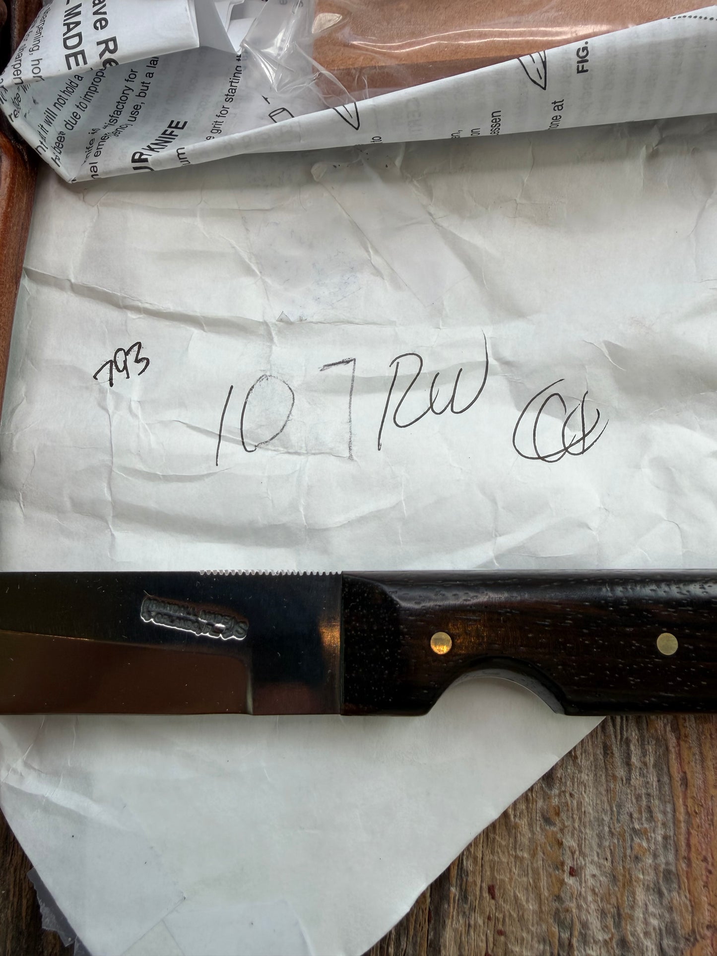 New in Paper Randall Knife Model 10-7 Fisherman Stainless Blade Rosewood Handle