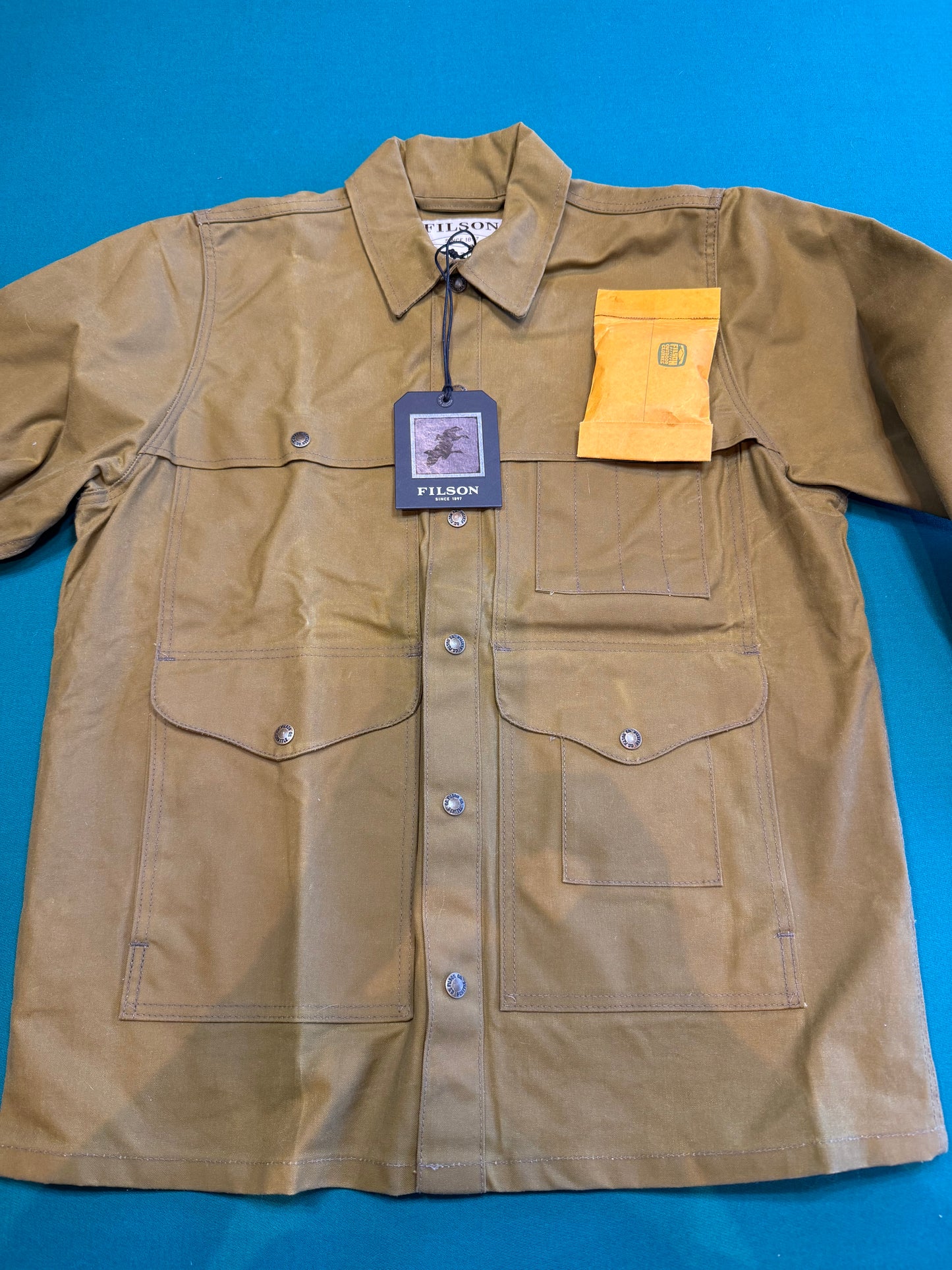 Filson Tin Cloth Cruiser Medium Long Dark Tan Canvas Made In USA Made “Rare”