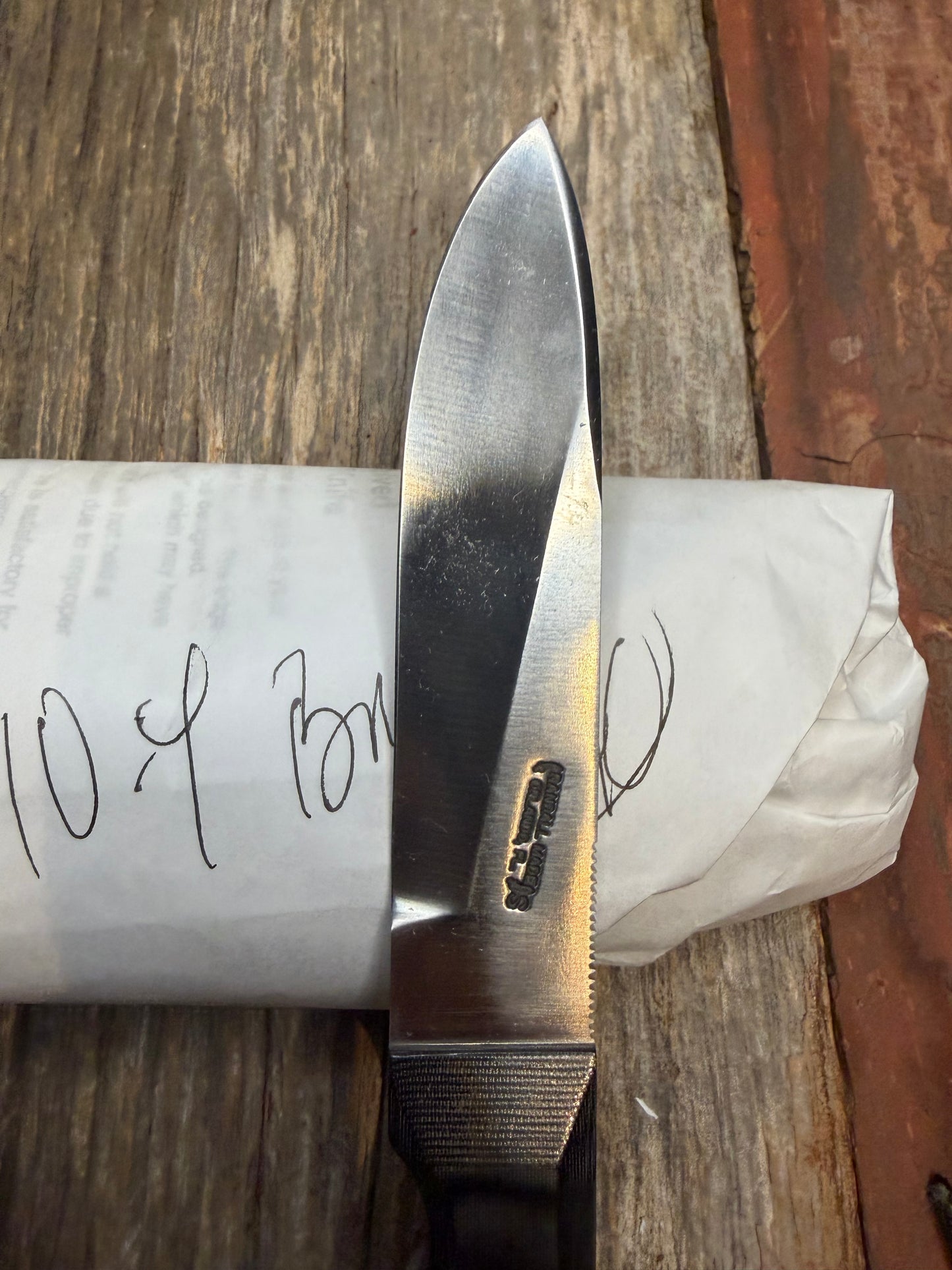 New in Paper Randall Knife Model 10-4 Fisherman Black Micarta Handle Stainless Steel