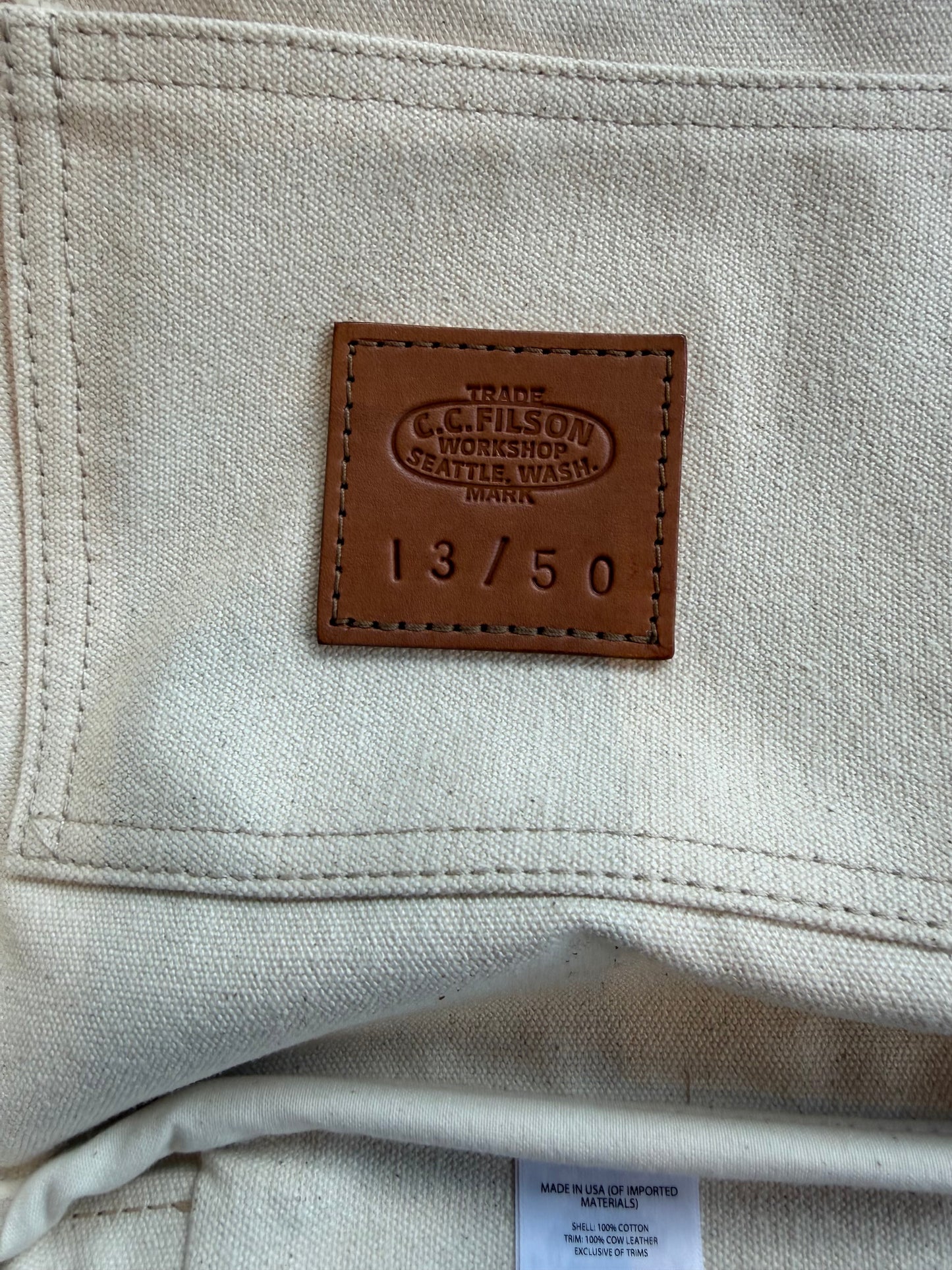 NWT Filson Workshop Pullman Canvas and Leather Briefcase. #13/50