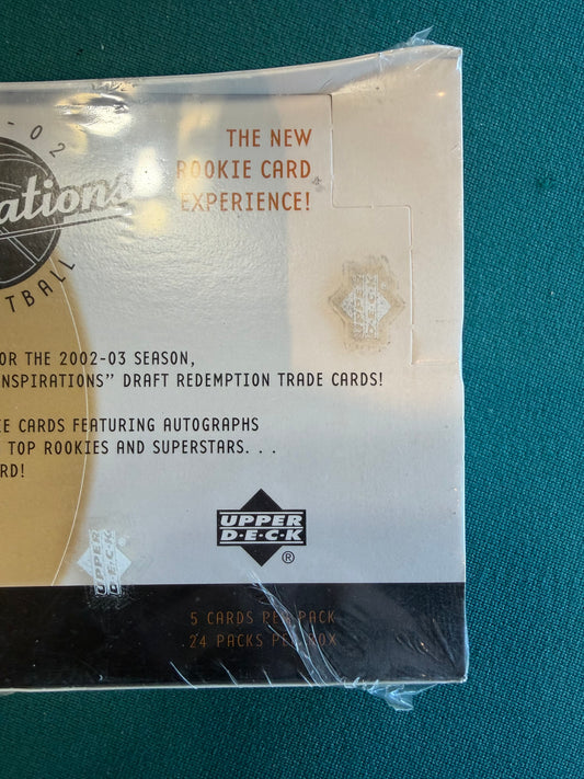 2001-02 Upper Deck Inspirations Basketball Factory Sealed Hobby Box 24  packs per box, 5 cards per pack.
