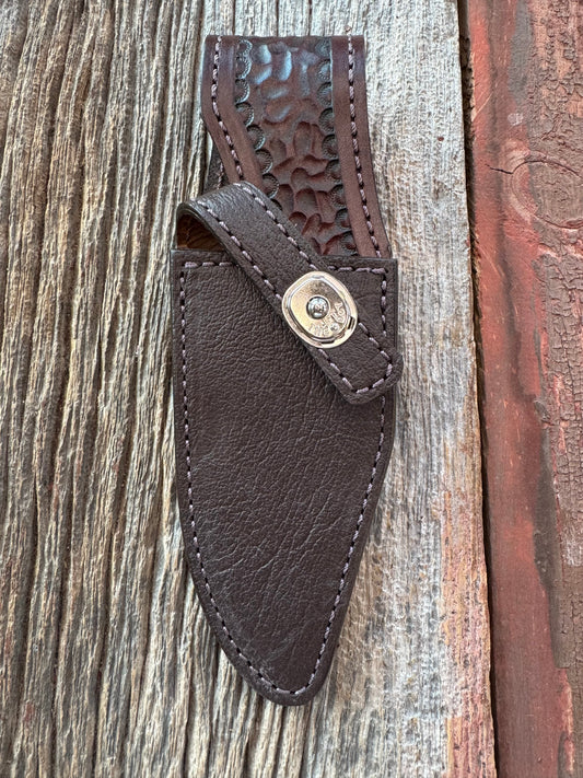 Randall Model 19-5 Exotic Cape Buffalo Sheath in dark brown leather  from Treeman.