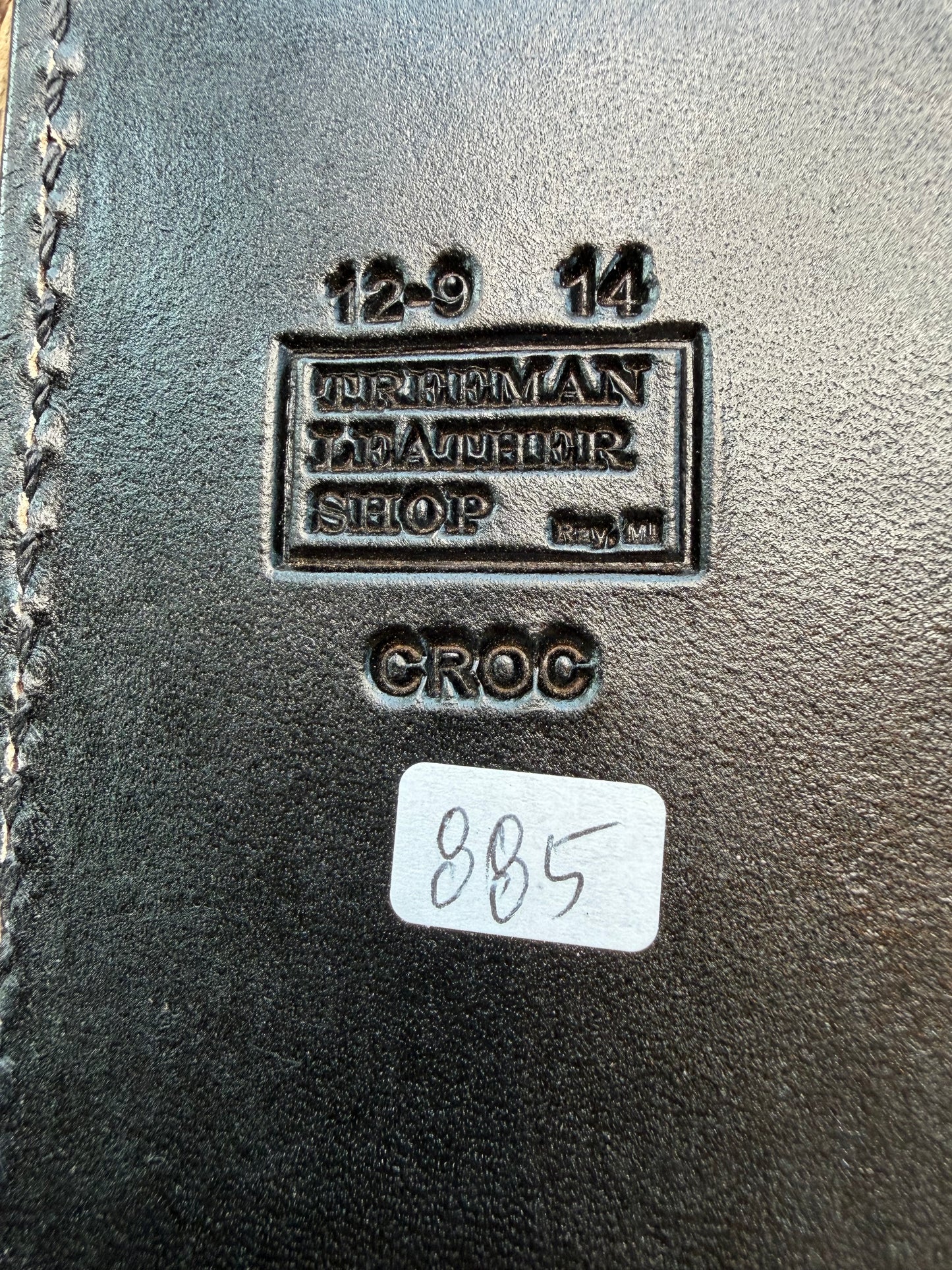 New Randall Model 12-9 Sheath in Exotic Black Matte Crocodile from Treeman with the newest Black Canteen snap. Killer sheath.