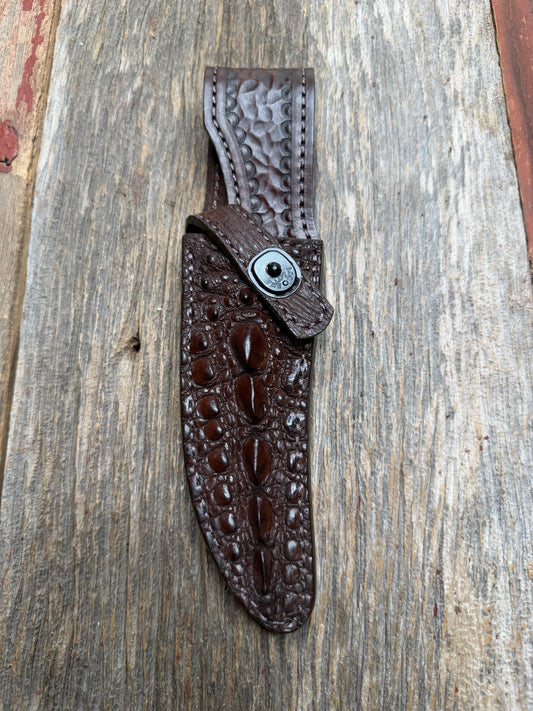 Randall Model 27 Sheath in Exotic Dark Brown Snapping Turtle by Treeman. Straight hilt and new black canteen snap… Spiked Dragon tail portion of the turtle.