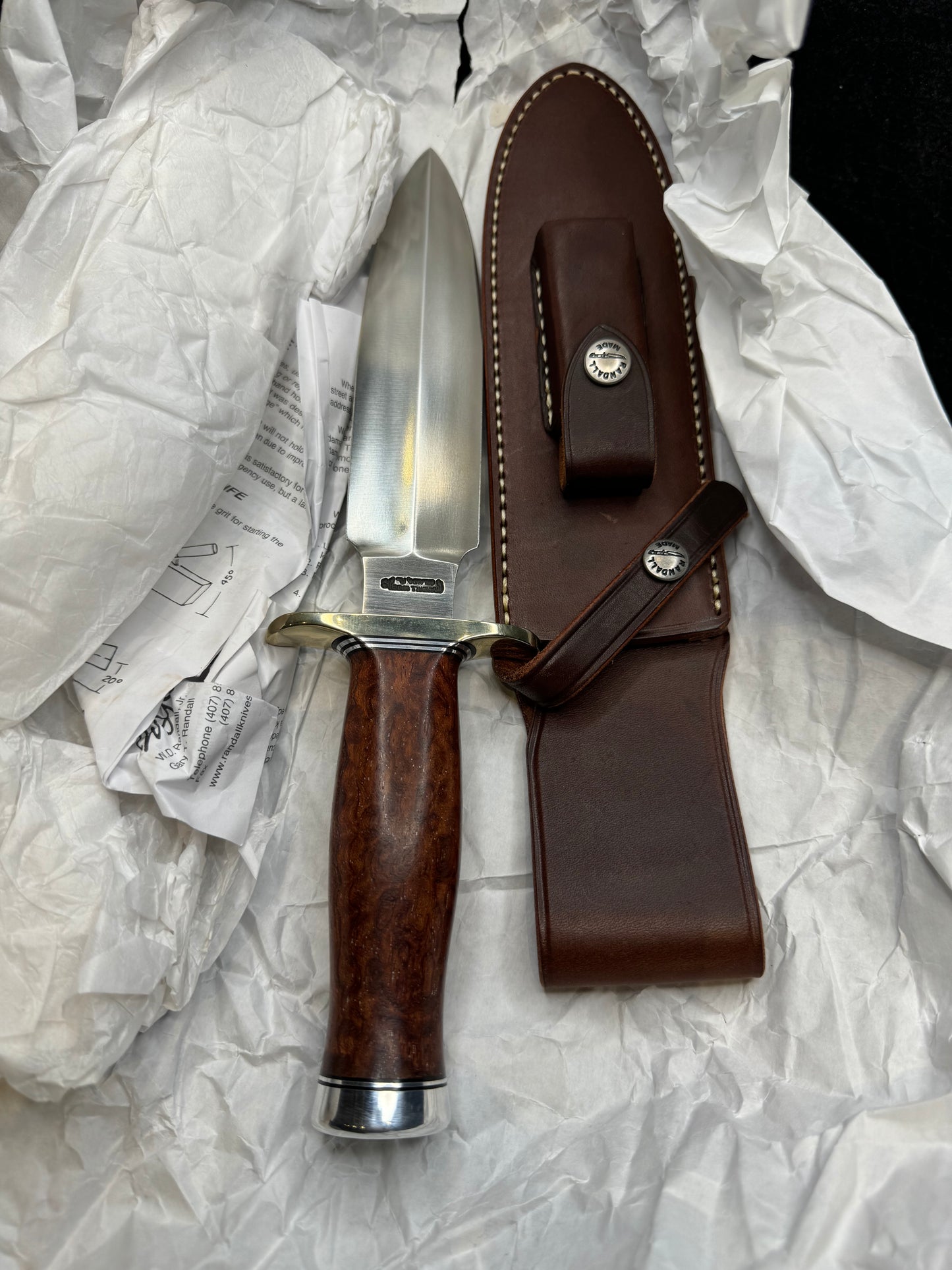 New Randall Knife Clinton Special TC Nickel Silver Hilt Rosewood Stainless Blade
