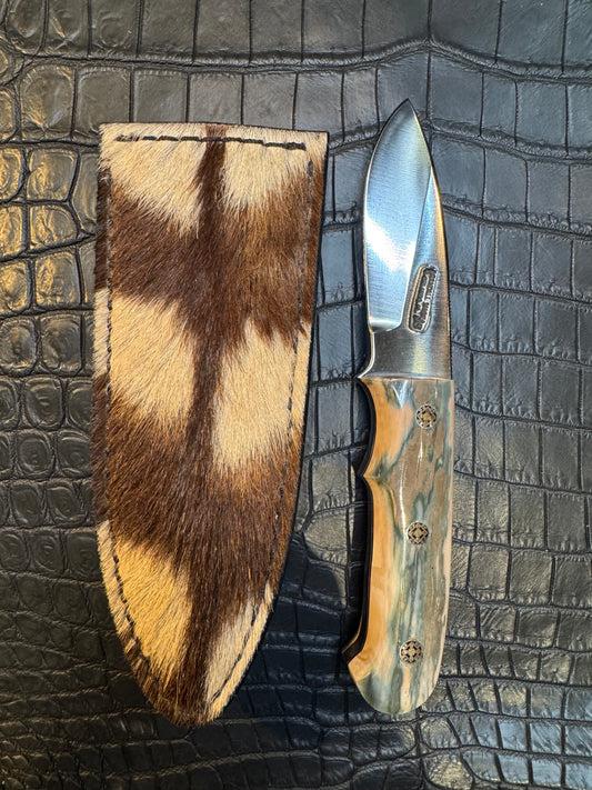 Randall Model Tri Athlete Sheath with Scales Added in Exotic African Zebra ( unique pattern) by Treeman. (Sheath only)