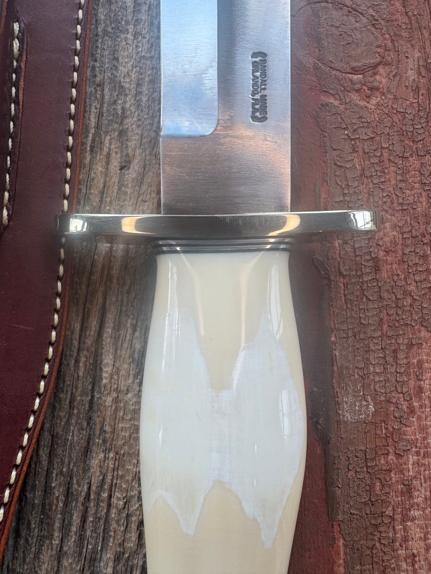New in Paper Model 12-11 Confederate Bowie. Beautiful creamy Fossil Walrus Ivory with a Nickel  Silver forward curved hilt and butt cap. Unreal Scrim opportunity!! Blank Canvas..