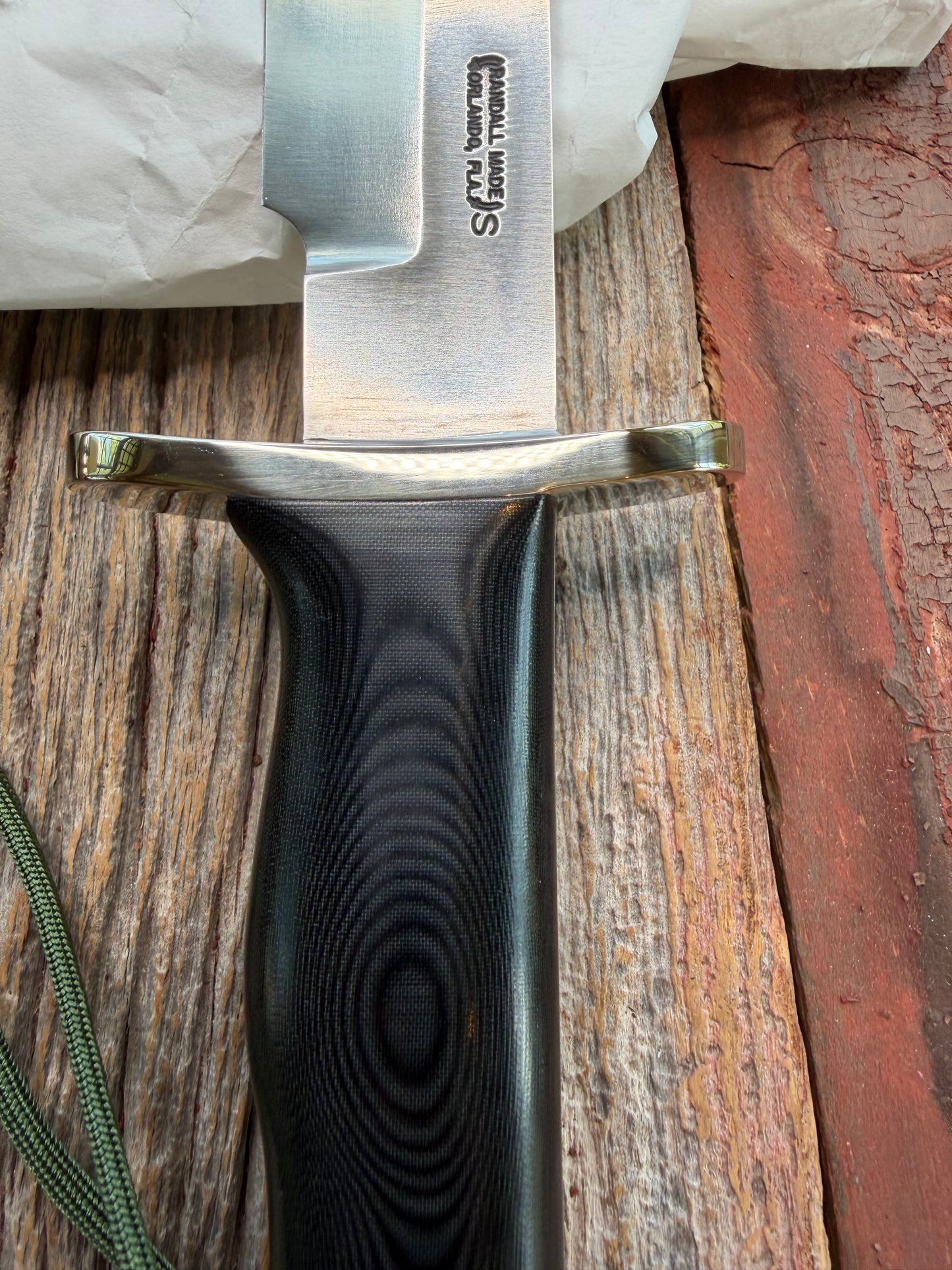 New in Paper Randall Model Buxton Fighter # 1166 Black Micarta, Lanyard SS Nickel Silver Double Hilt, Skull Crusher.