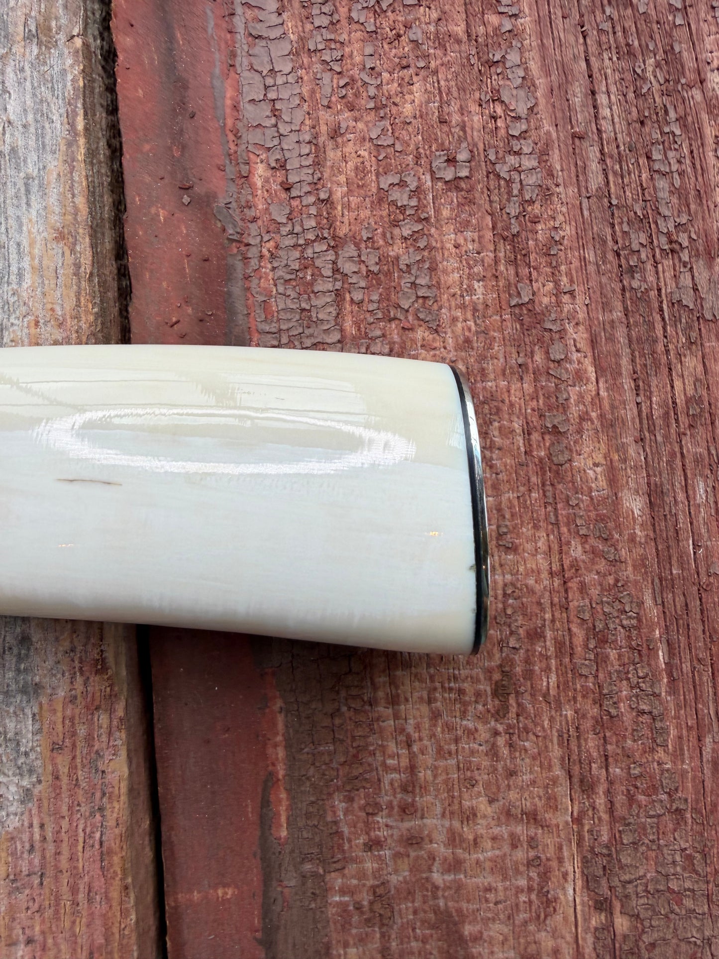 New in paper fresh from the Shop. Randall Knife Model 12-8 Big Bear. Gorgeous piece of creamy Fossil Walrus Ivory. Nickel silver hilt and plate end, Carbon  steel.