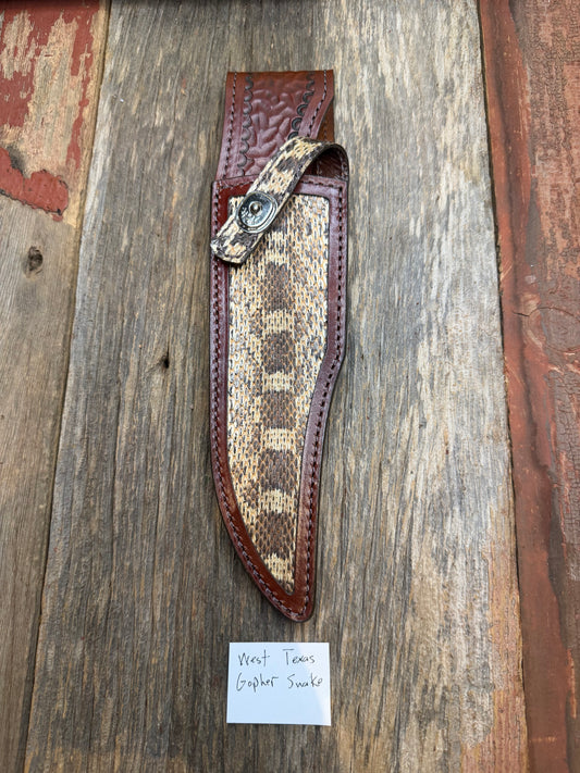 Randall Model 12-8 Big Bear Sheath in Exotic West Texas Yellow Gopher Snake from Treeman Sheaths. Great color and pattern on this one.