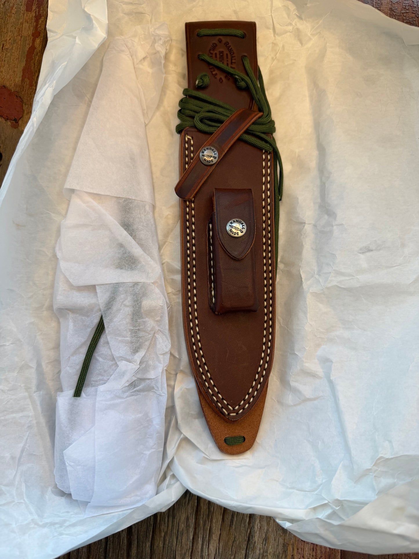 New in Paper Randall Model 14-7.5 in Black Micarta handle, Nickel Silver Hilt, Stainless steel, and Lanyard.