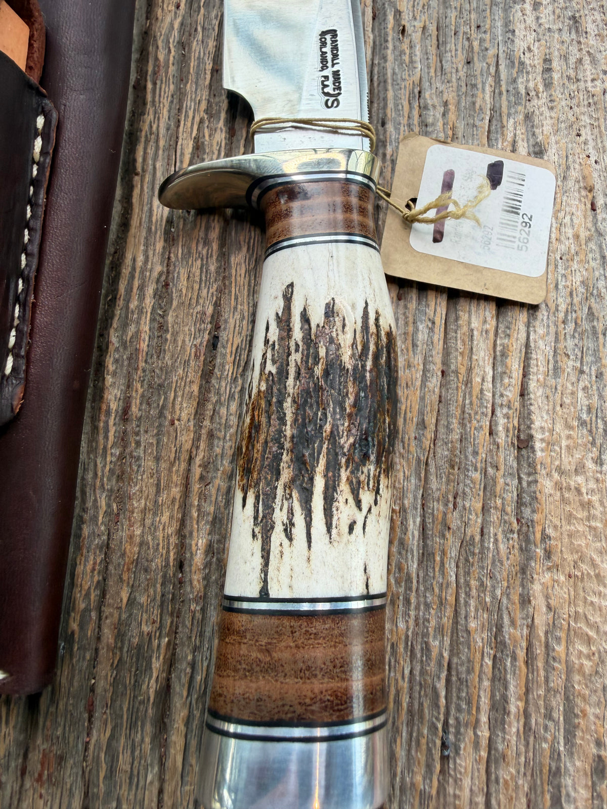 New Randall Model 25-5 with a Stag handle. Stainless steel blade, Nickel silver hilt, Aluminum butt. BL AL spacers