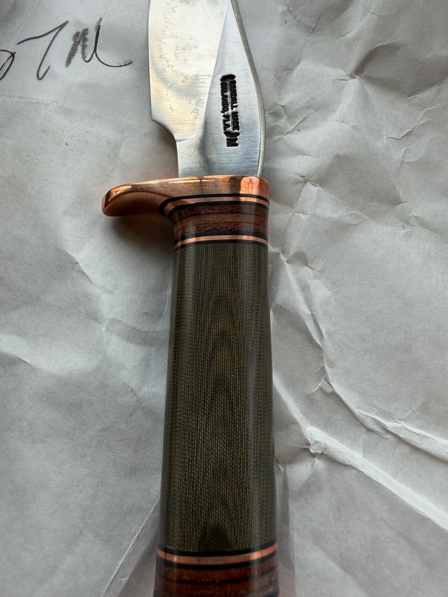 New in Paper Randall Made Knife Mini Model 27 Trail Blazer in Green Micarta.
