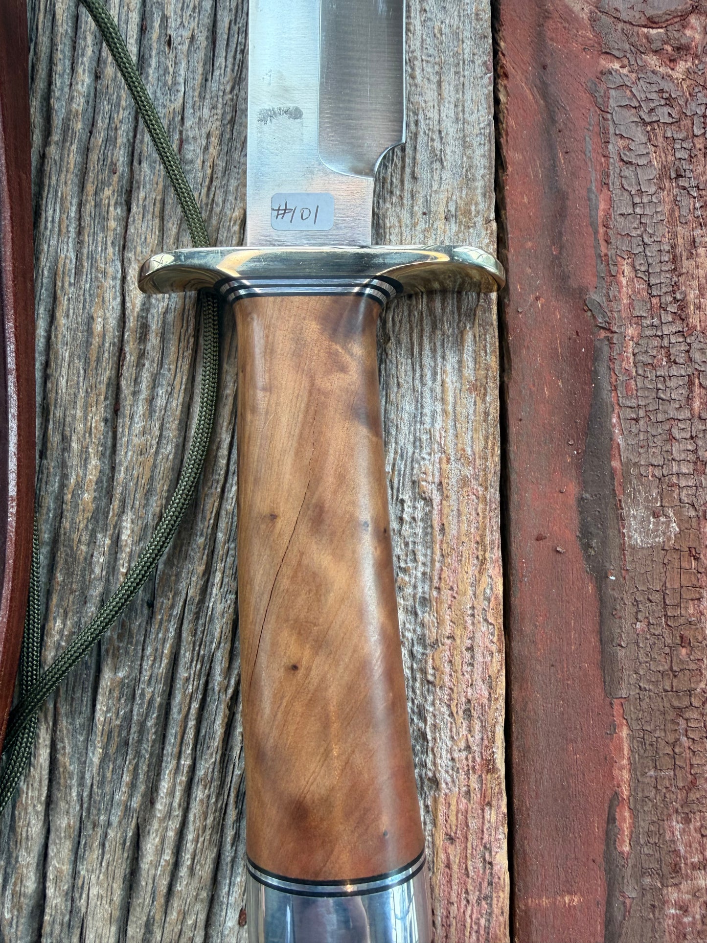 Randall Knife Model 14-7.5 Thuya Burl Handle with fissure, SS , NSH, black silver spacers