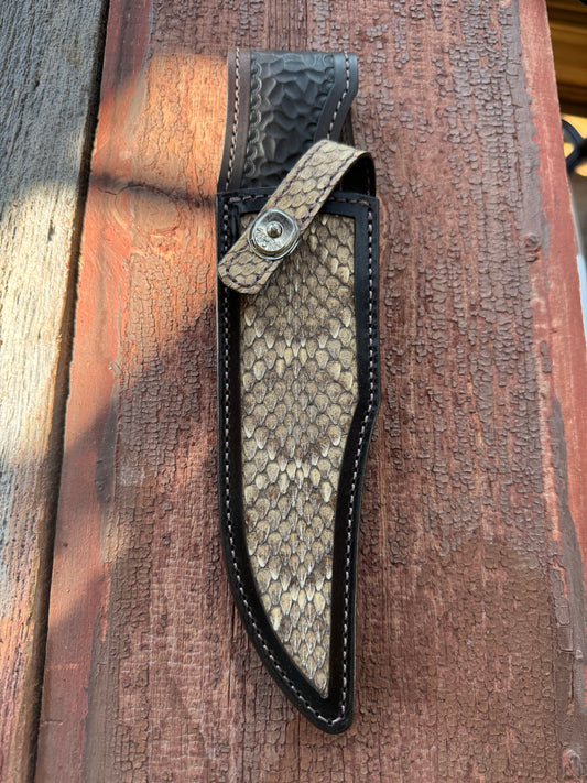 Randall Model 12-8 “Big Bear” Sheath in Exotic Rattlesnake by Treeman.