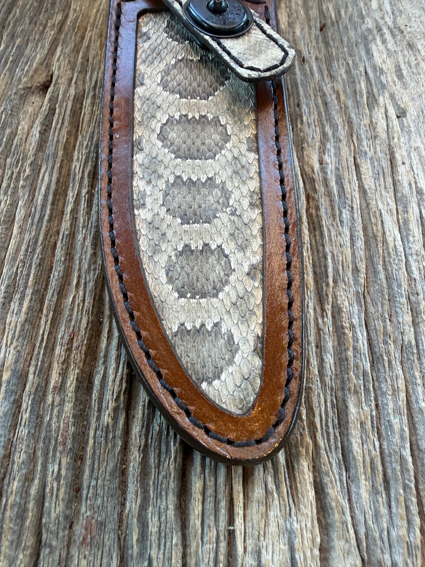 Randall Model Combat Companion Sheath in Exotic Prairie RattleSnake from Treeman Sheaths. Tremendous colors on this one.