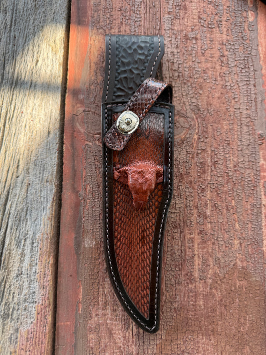 Randall Model 12-8 “Big Bear” Sheath in Exotic Cobra with actual head by Treeman.