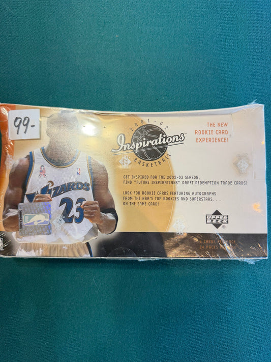 2001-02 Upper Deck Inspirations Basketball Factory Sealed Hobby Box 24  packs per box, 5 cards per pack.