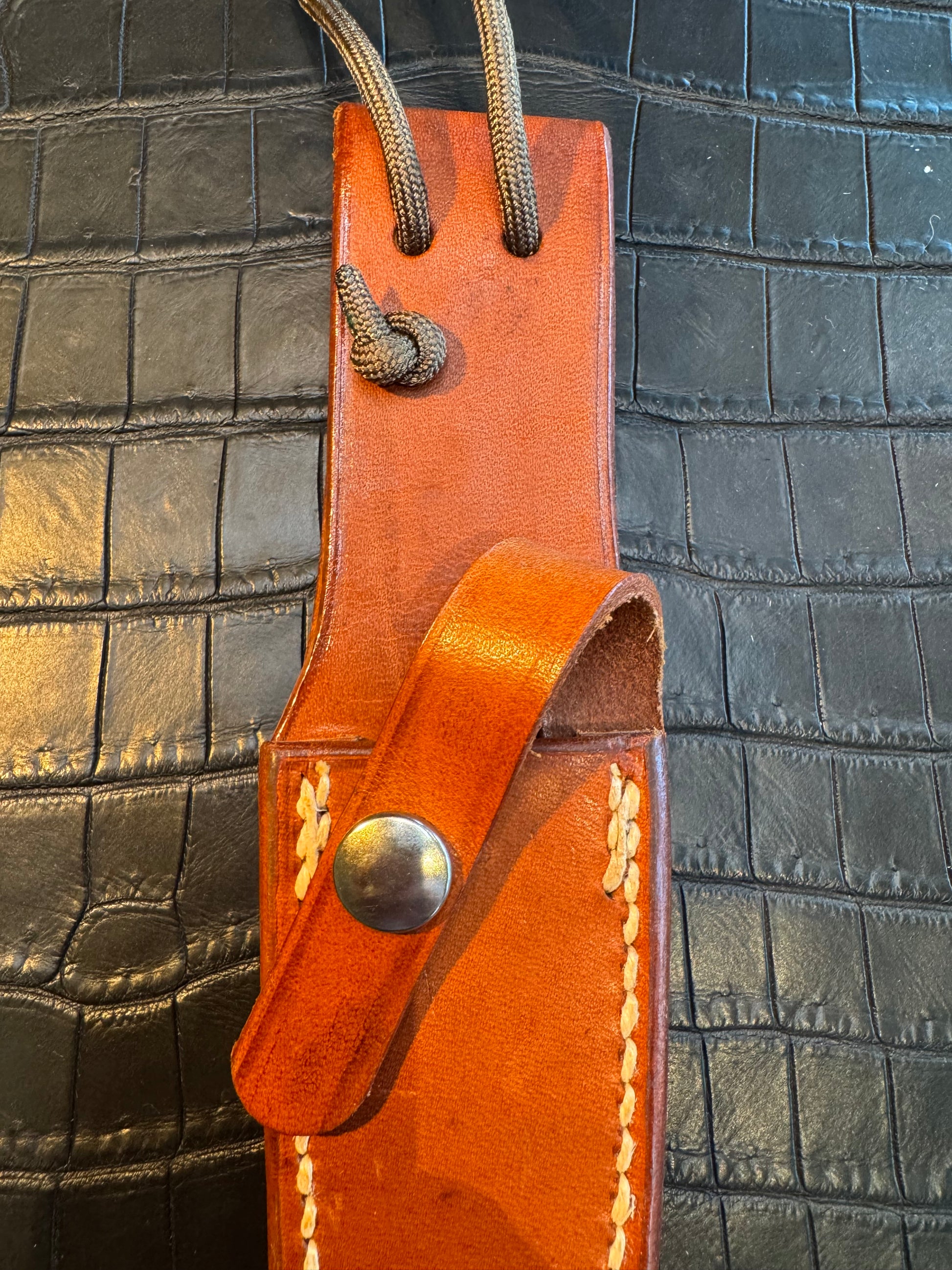 Randall Model 2-4 Sheath in Tan Leather made by Johnson Sheaths in the 90’s for Randall Knives.