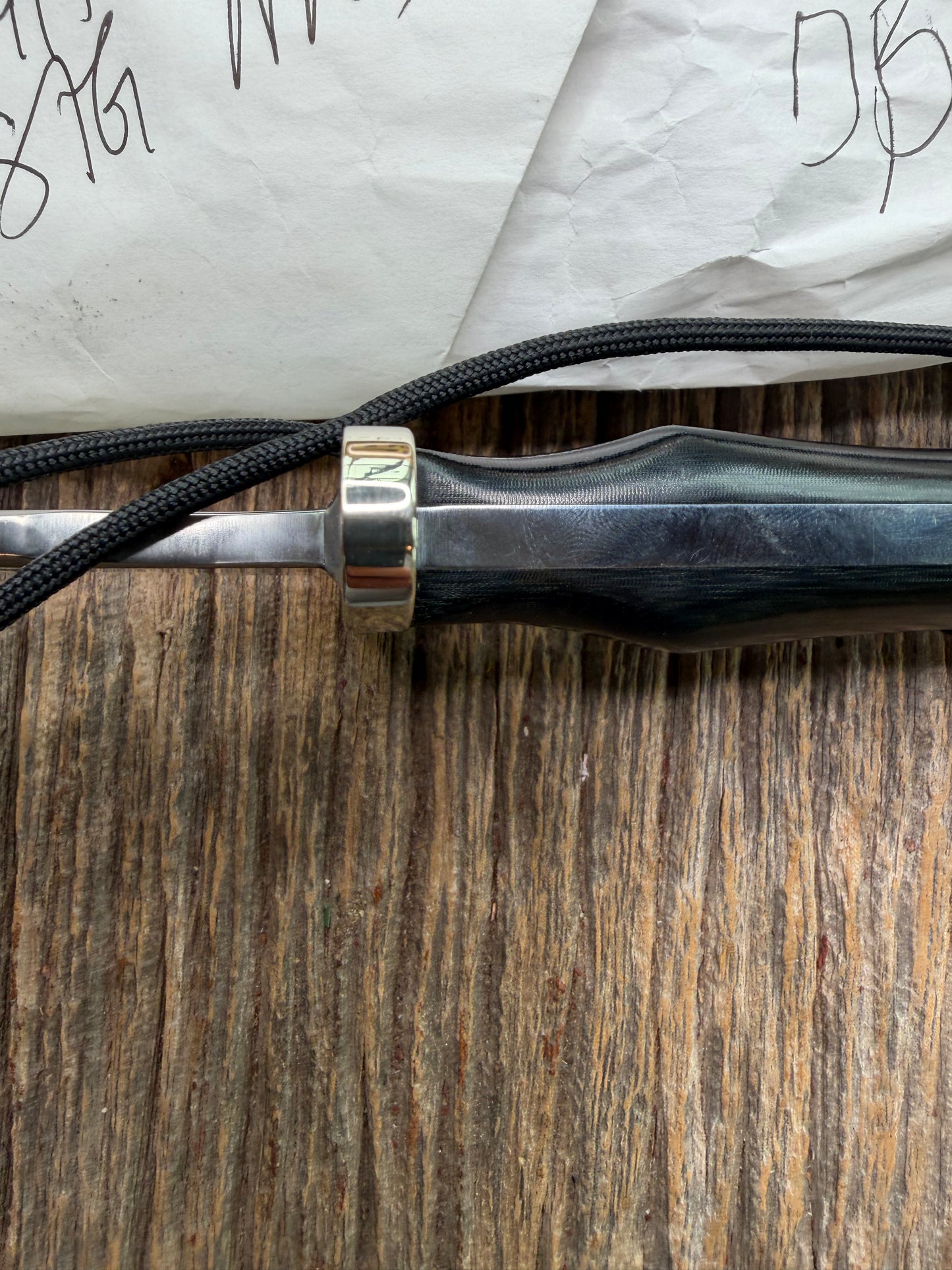 New in Paper Randall Model 16 SP#1 Special fighter with a Black Micarta handle. SS blade, Nickel silver Double hilt. Lanyard. Brown leather sheath.
