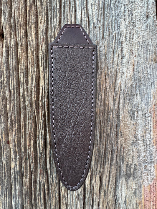 Randall Model Gambler 5 Inch Sheath in Exotic Cape Buffalo in Dark Brown Leather from Treeman.