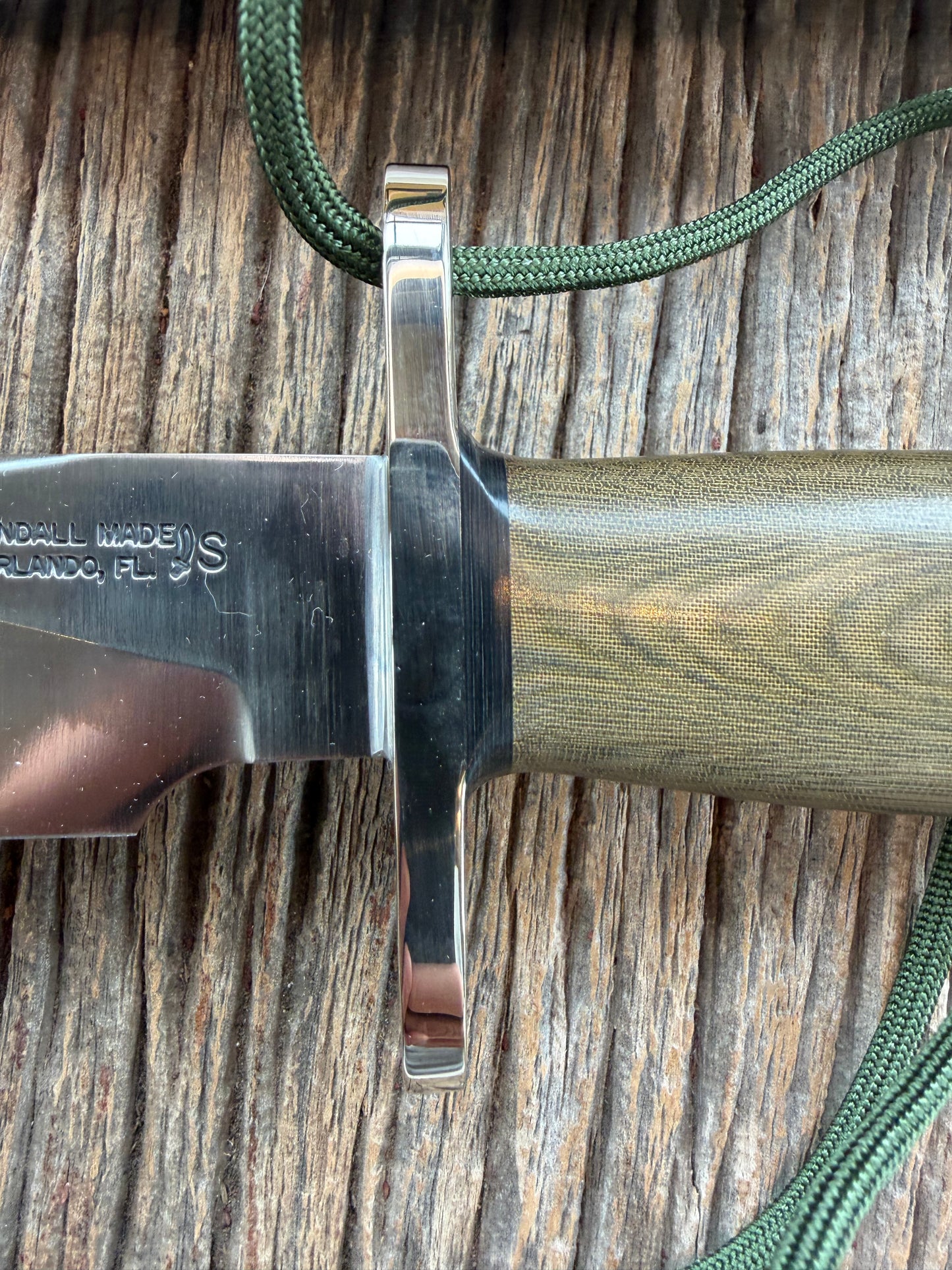 New Paper Randall Made Knife Model Sergeant Green Micarta Stainless Nickel Hilt
