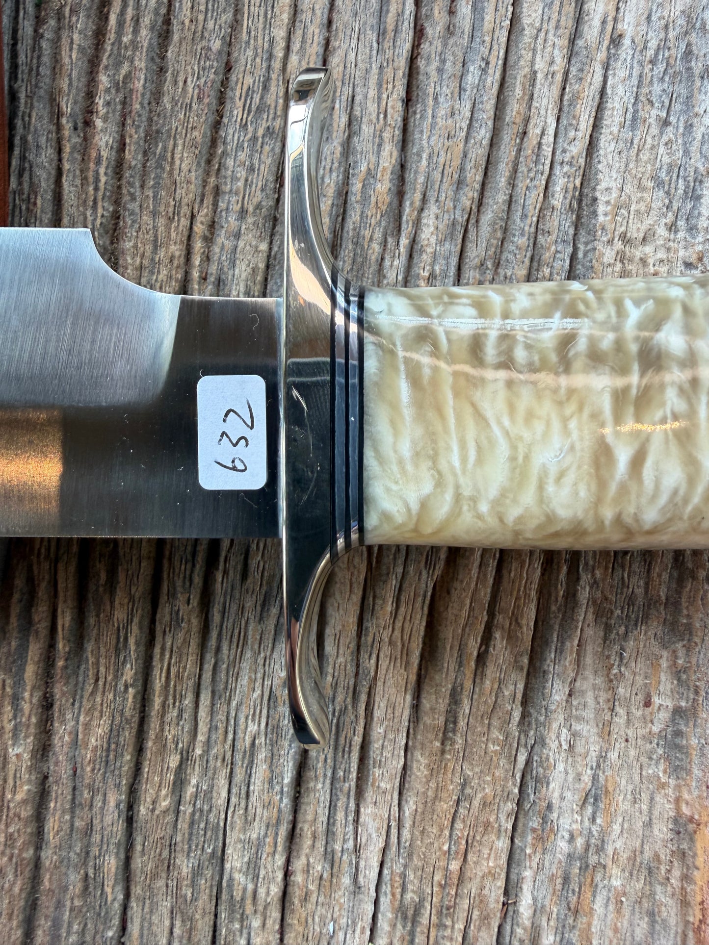 New in Butchers paper Randall Model 12-9/14 Grind with a Huge piece of Musk Ox. Nickel Silver Hilt and raw natural end.