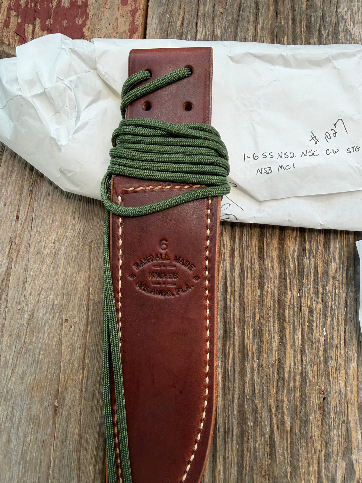 New in Paper Randall Made Knife Model 1-6 Customer supplied Stag Stainless, Nickel silver Hilt and collar and butt cap, loaded!!