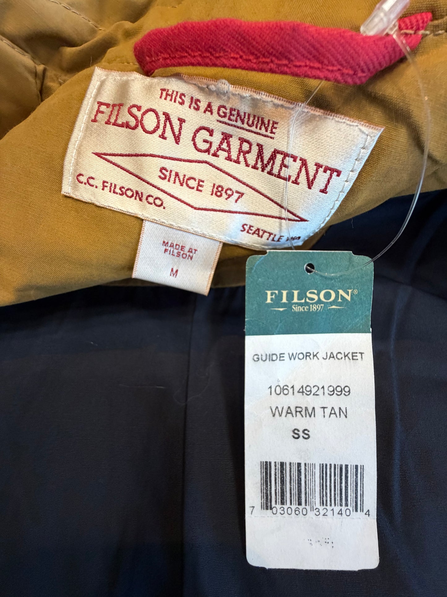 Rare Filson Sales Sample Warm Tan Guide Work Jackets Sz M New With Tags