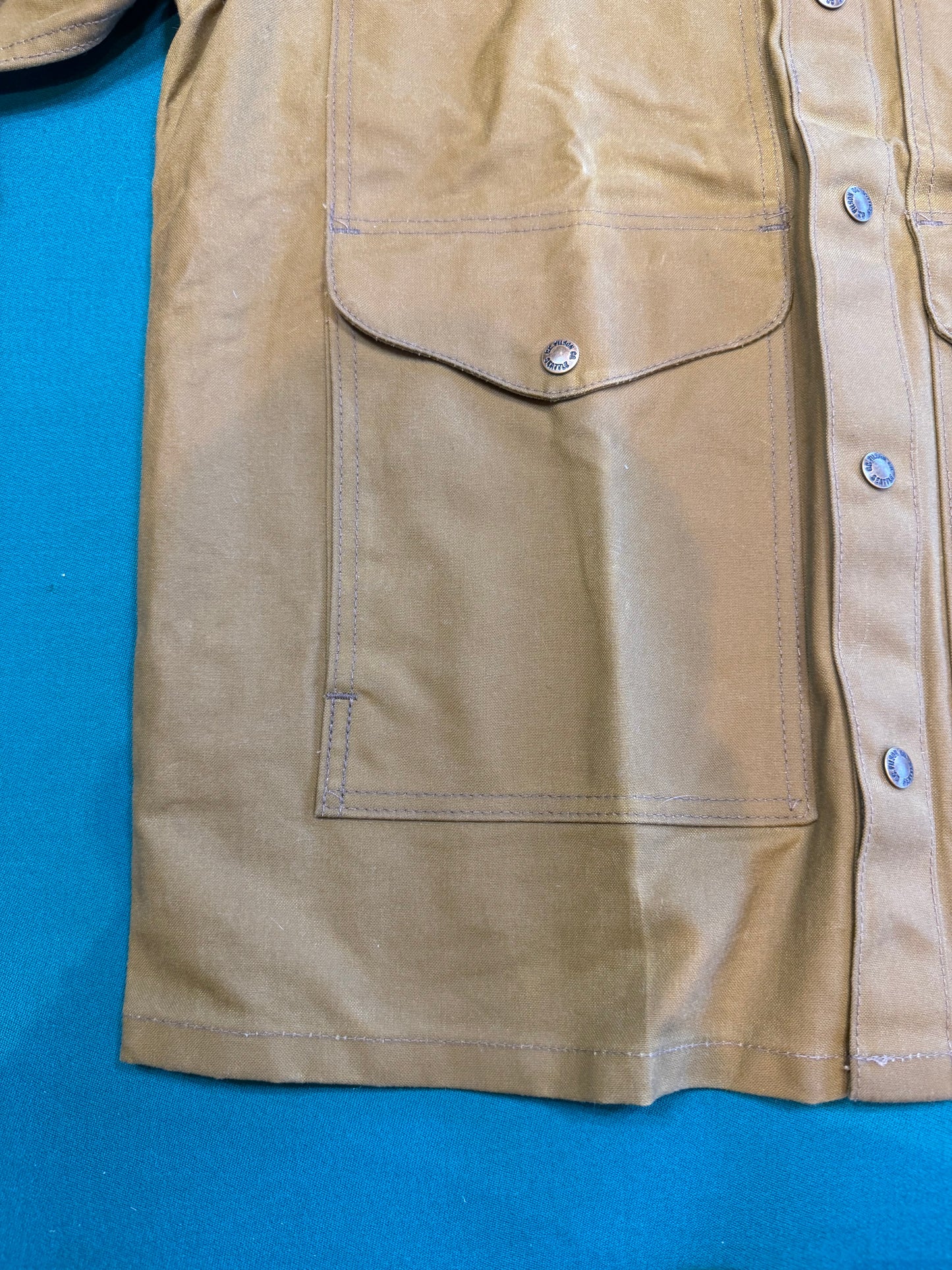 Filson Tin Cloth Cruiser Medium Long Dark Tan Canvas Made In USA Made “Rare”