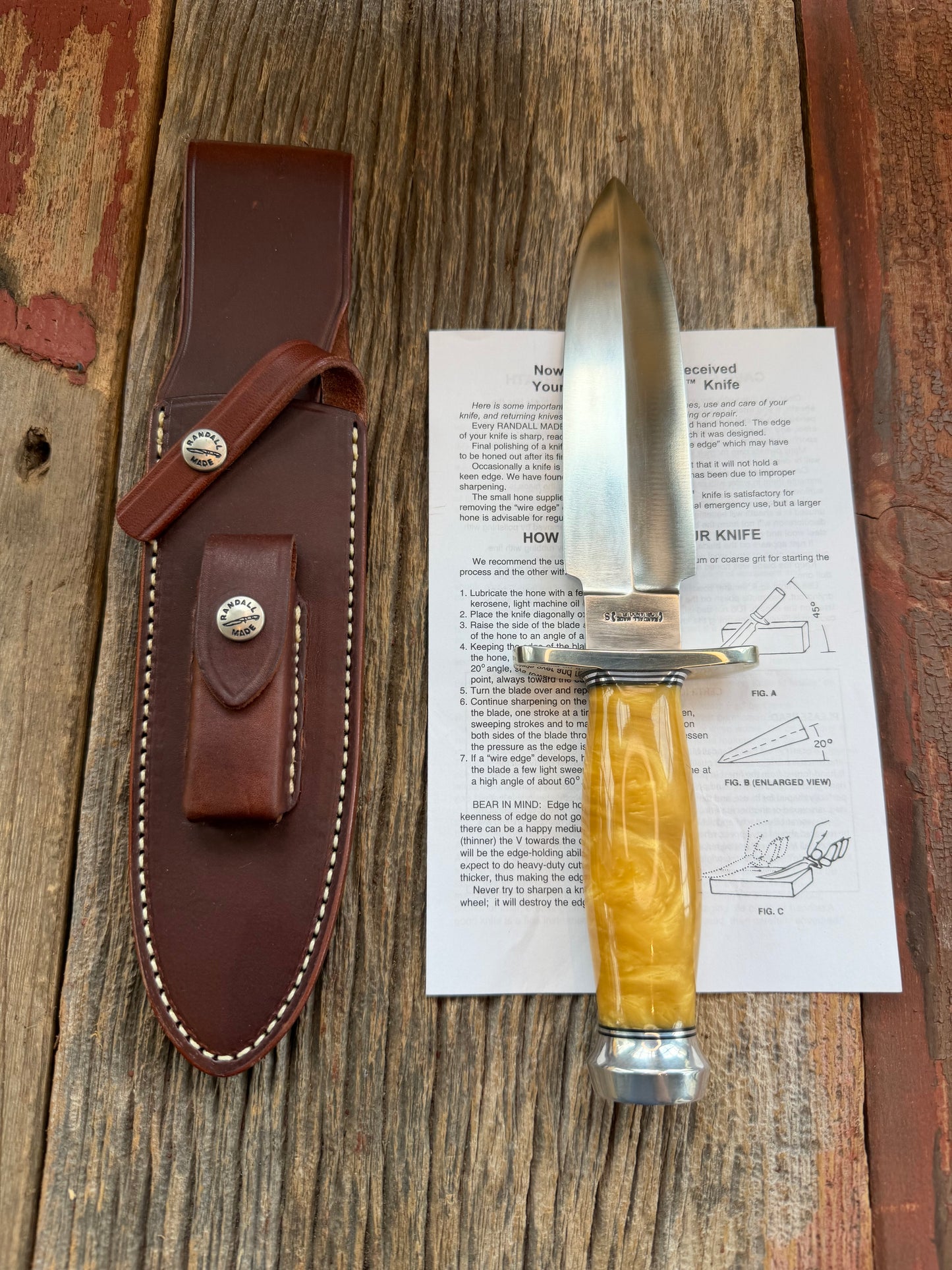 Randall Knife Model Clinton Special in Irradesent Poly Pearl, Stainless Steel, NSH and  Durilium Butt cap .