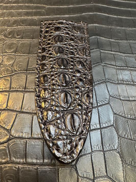 Randall Model Tri Athlete Sheath with Scales Added in Exotic Black Hornback Crocodile by Treeman. (Sheath only)