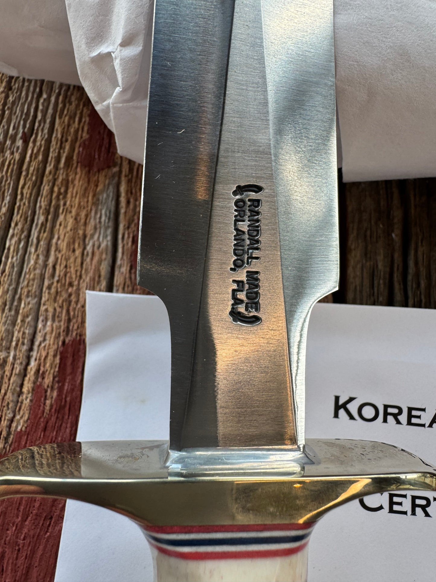 New in Paper Randall Knife Model 2-7 Korean War Commemorative 1 of 50 made Stag with finger grooves.