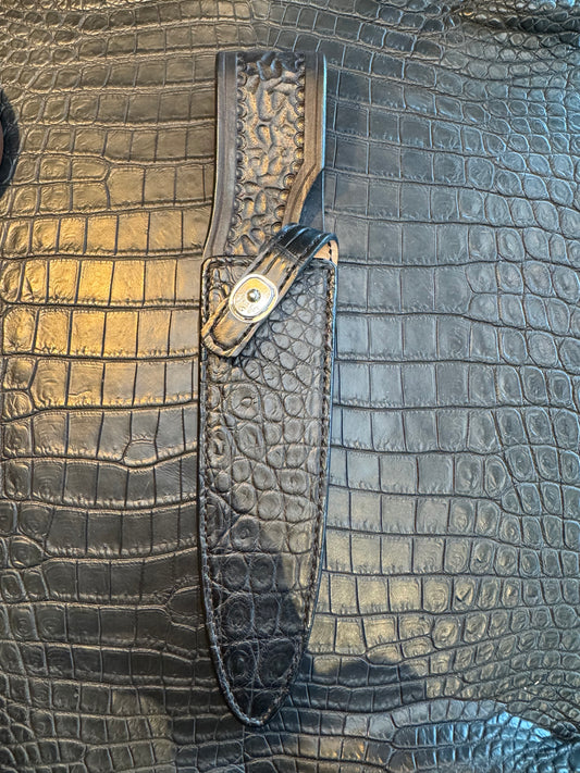 Randall Model 2-7 Exotic Sheath in Black Crocodile by Treeman.