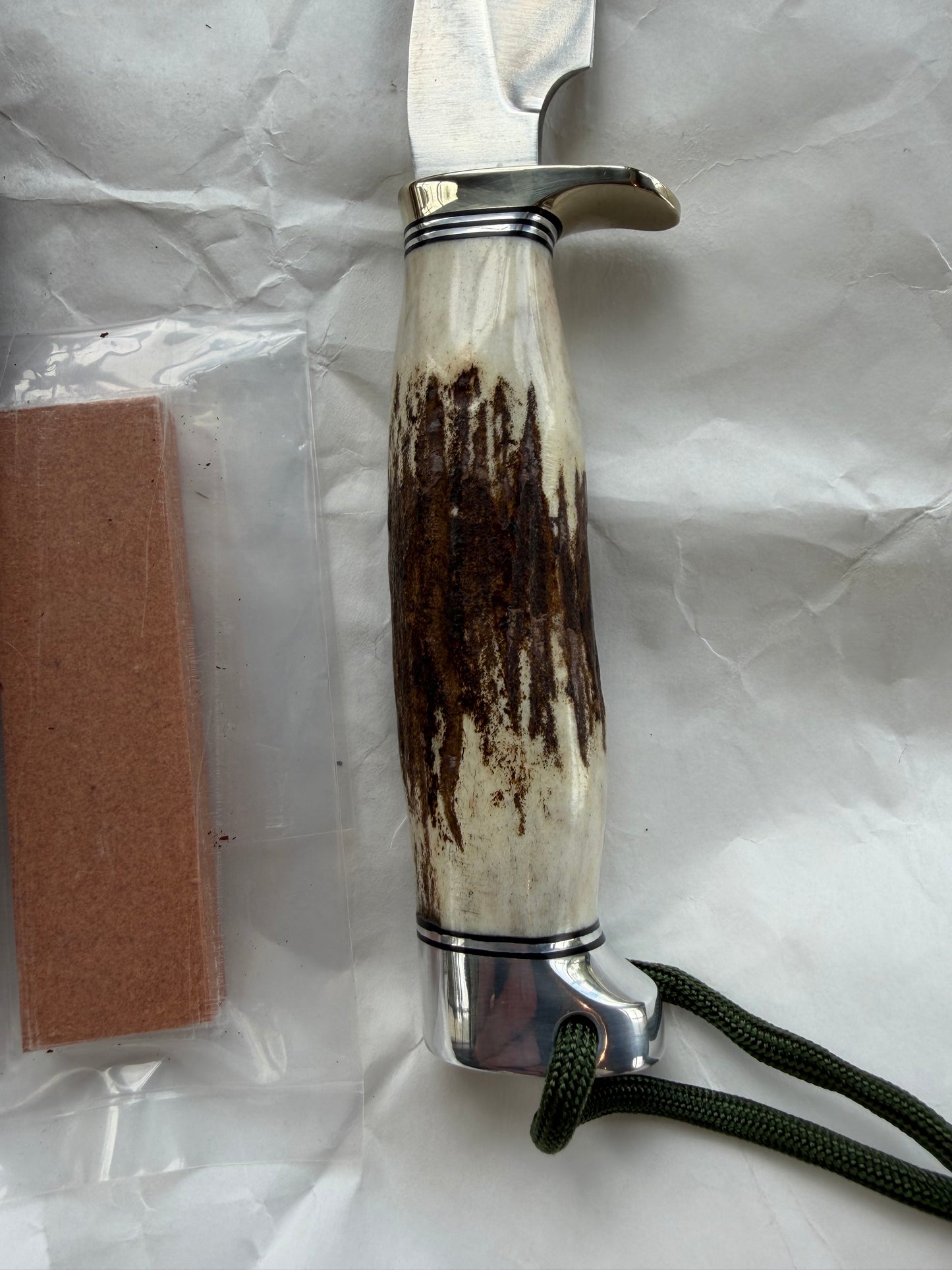 New in Paper Randall Made Knife Model Denmark Special Stainless Nickel Hilt, Wrist thong.