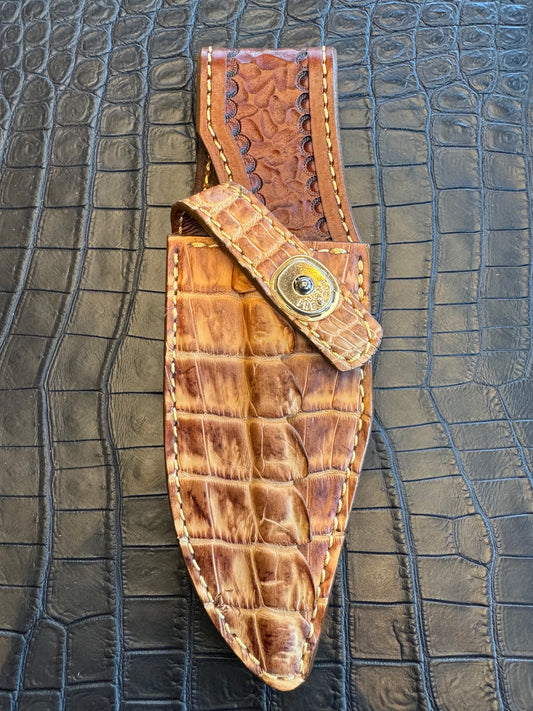 Randall Model 19-5 Exotic Rum Tan Crocodile Tail Sheath from Treeman.