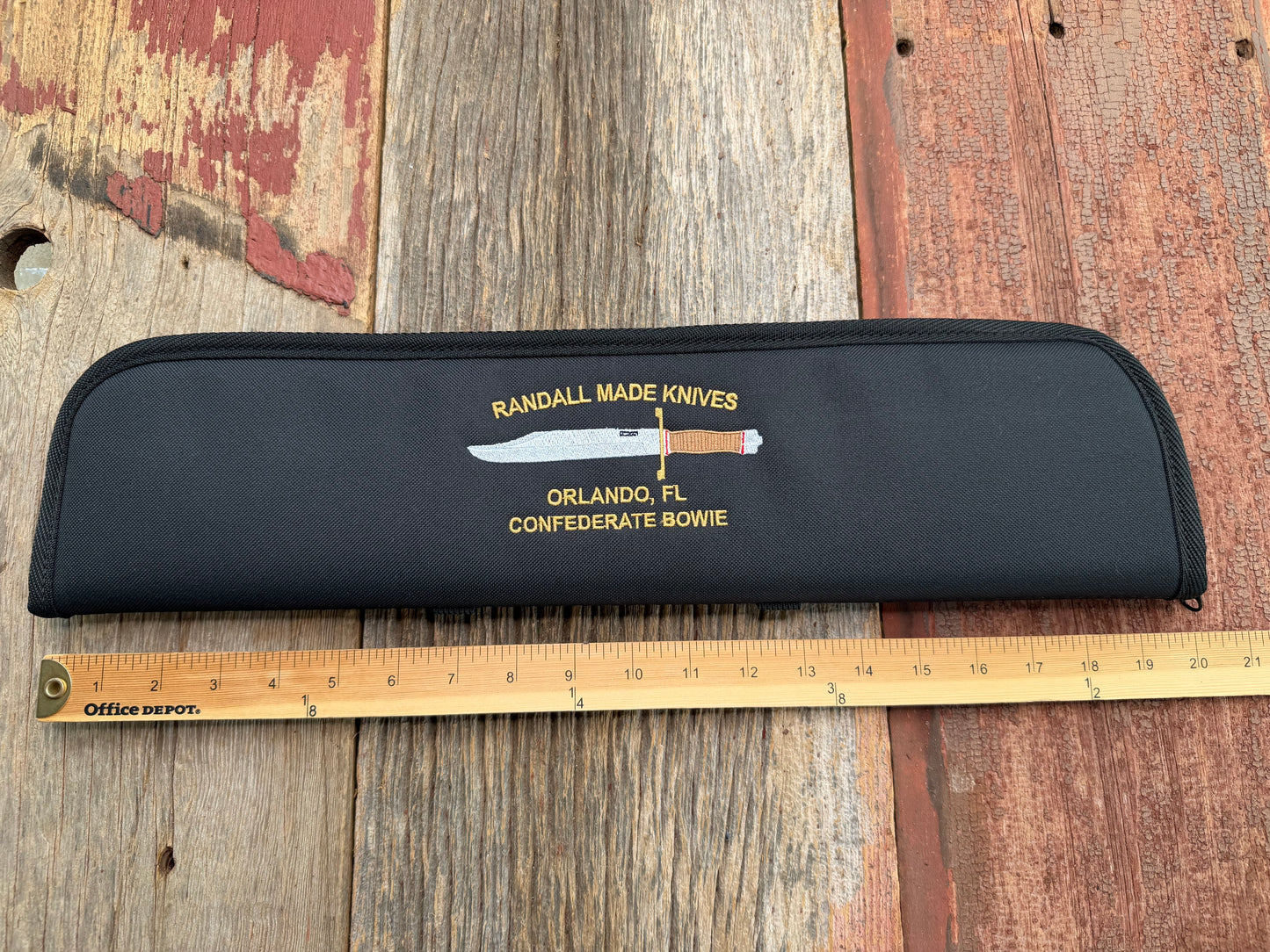 New Robbins Custom Knife case Randall Model Confederate Logo Silk threading 19 inch interior usable case