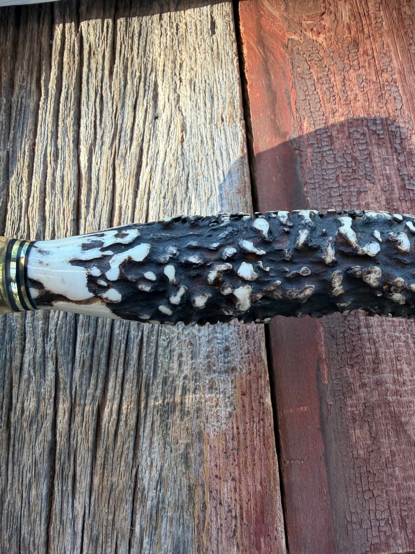 New in Paper Randall Model 12-11 Dealer Special Large Sasquatch with a Huge piece of Popcorn Stag, # 1114 Brass Hilt and butt cap.