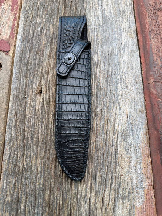 New Randall Model 1-8 Sheath in Exotic Black Matte Crocodile from Treeman with the newest Black Canteen snap. Killer sheath.