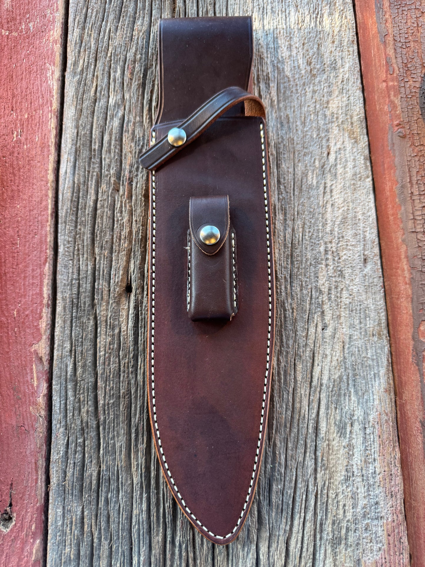New Randall Sullivans by Gutcher Leather Knife Sheath for a Dealer Special Model 12-11C Large Sasquatch with Sharpening Stone.