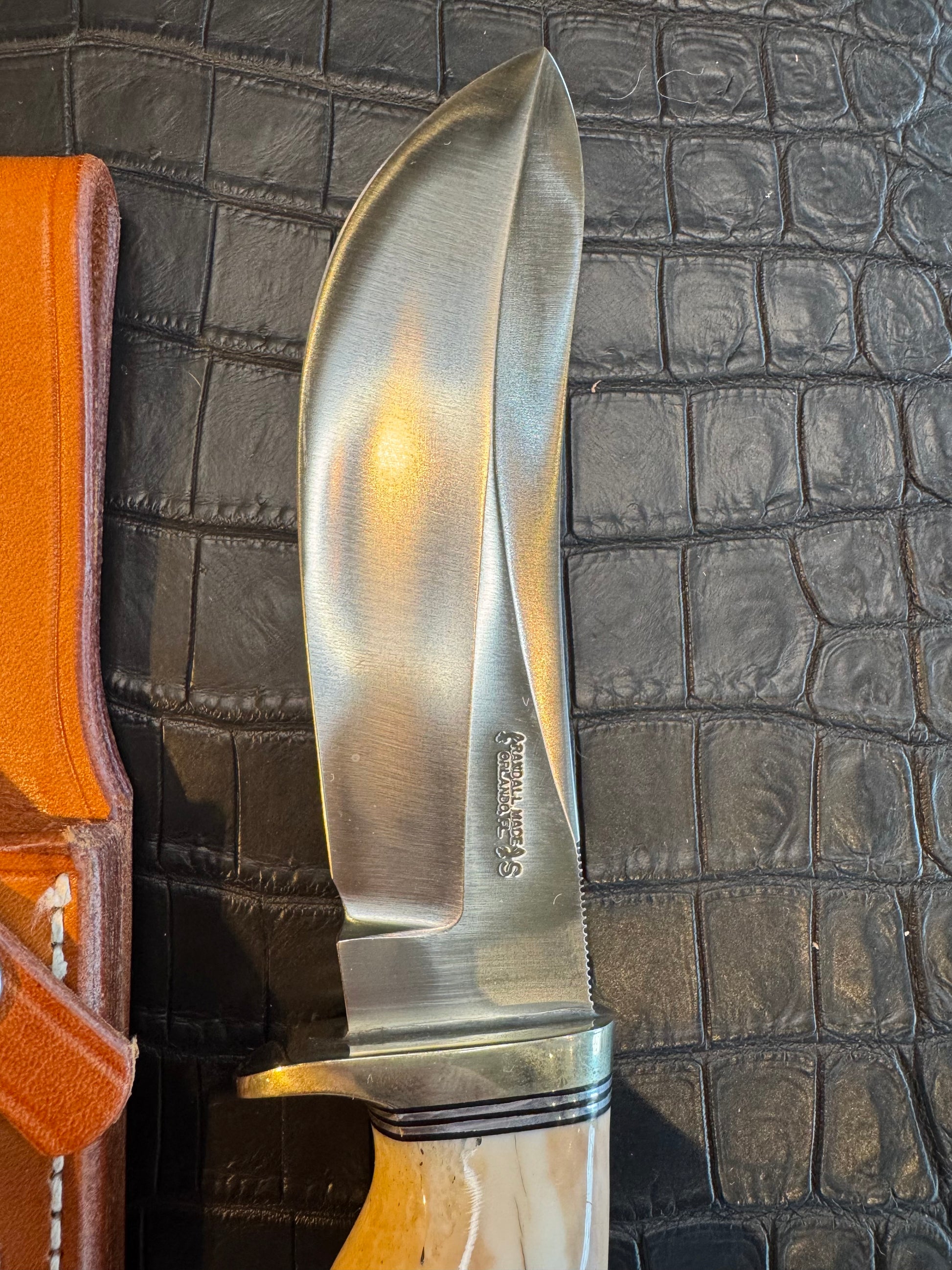 Randall Model RBS Bowles Dealer Special in a gorgeous piece of Creamy Fossil Walrus Ivory. Nickel Silver Hilt and butt cap. #118