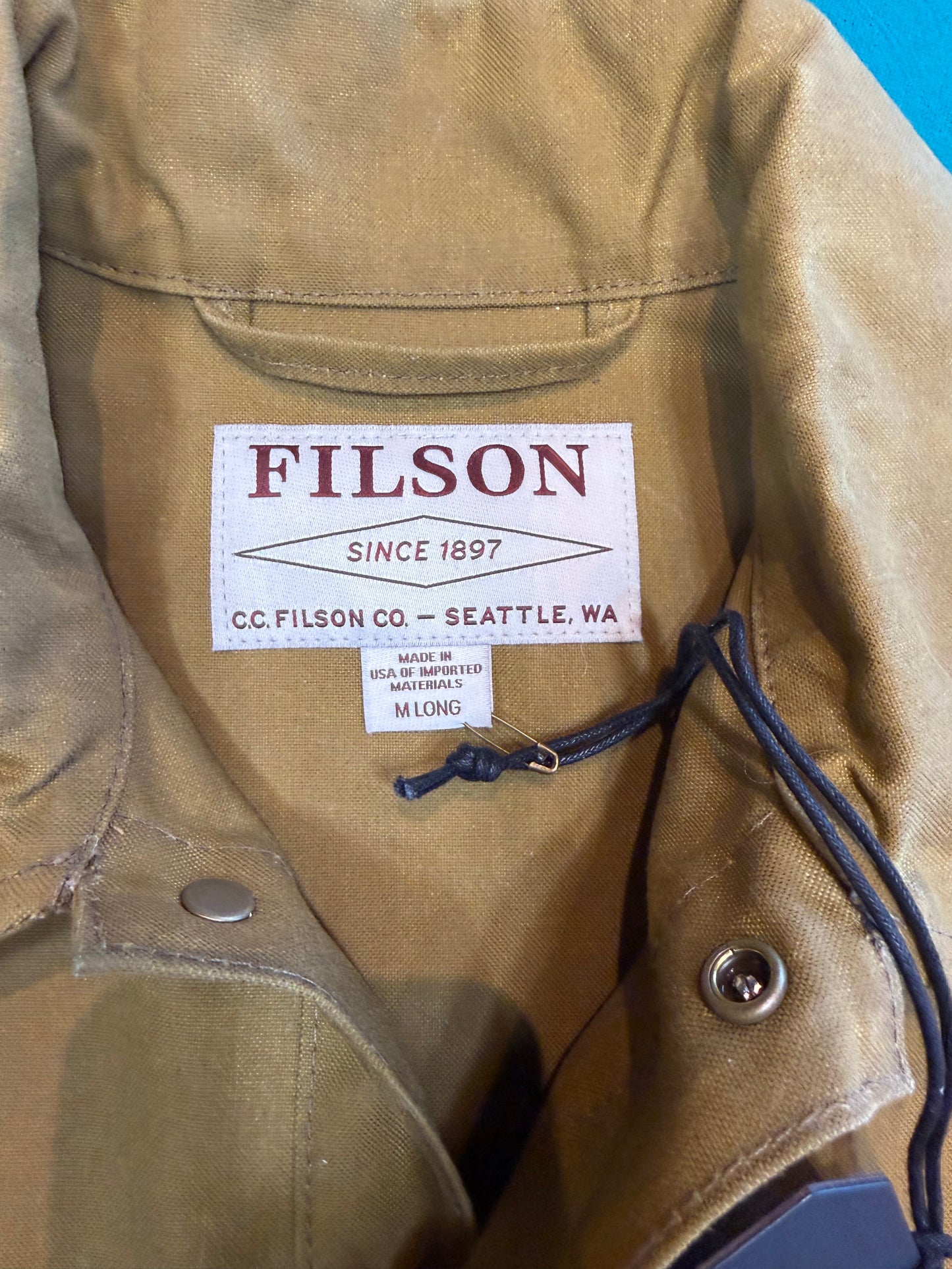Filson Tin Cloth Cruiser Medium Long Dark Tan Canvas Made In USA Made “Rare”