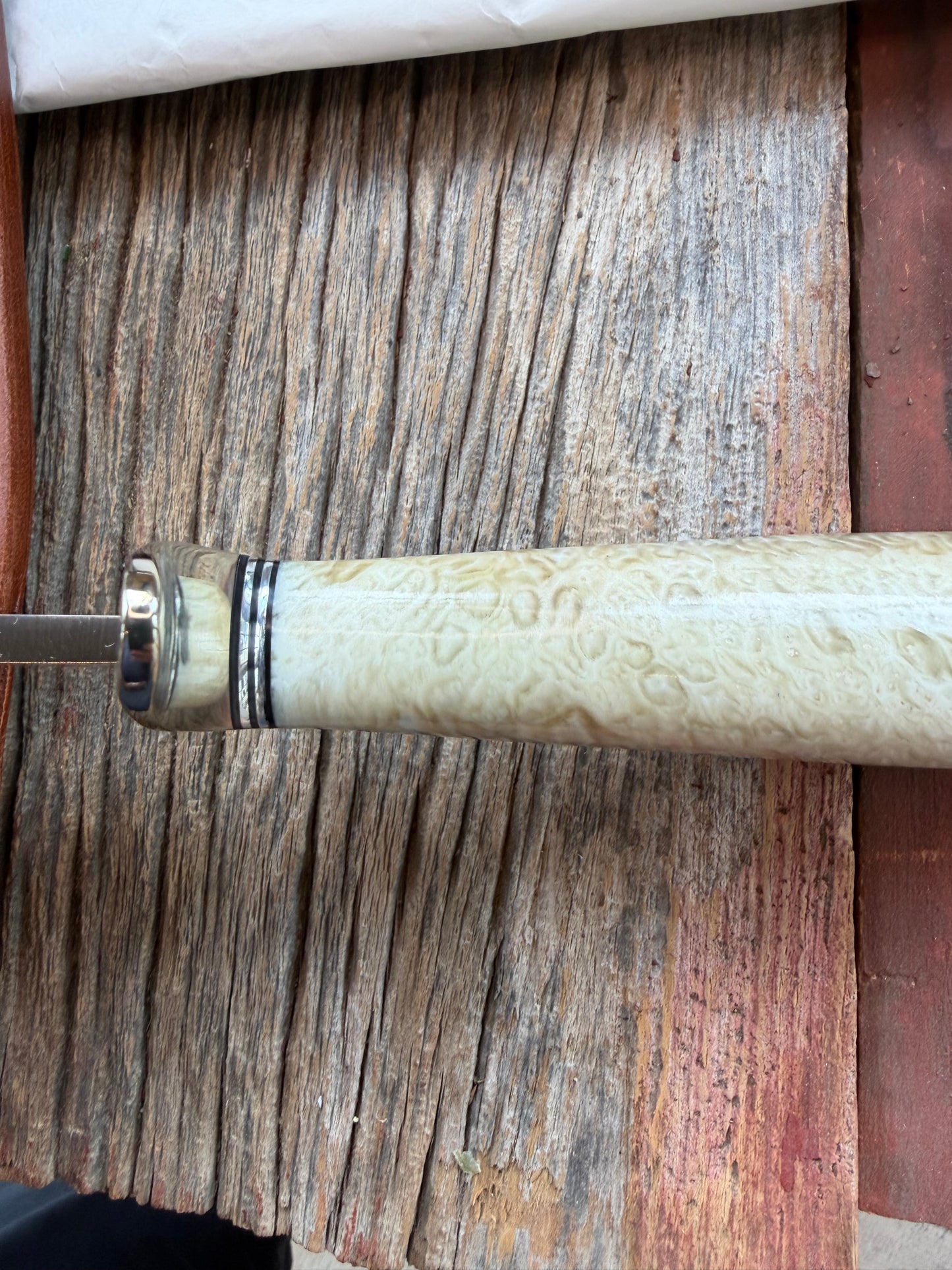 New in Butchers paper Randall Model 12-9/14 Grind with a Huge piece of Musk Ox. Nickel Silver Hilt and raw natural end.