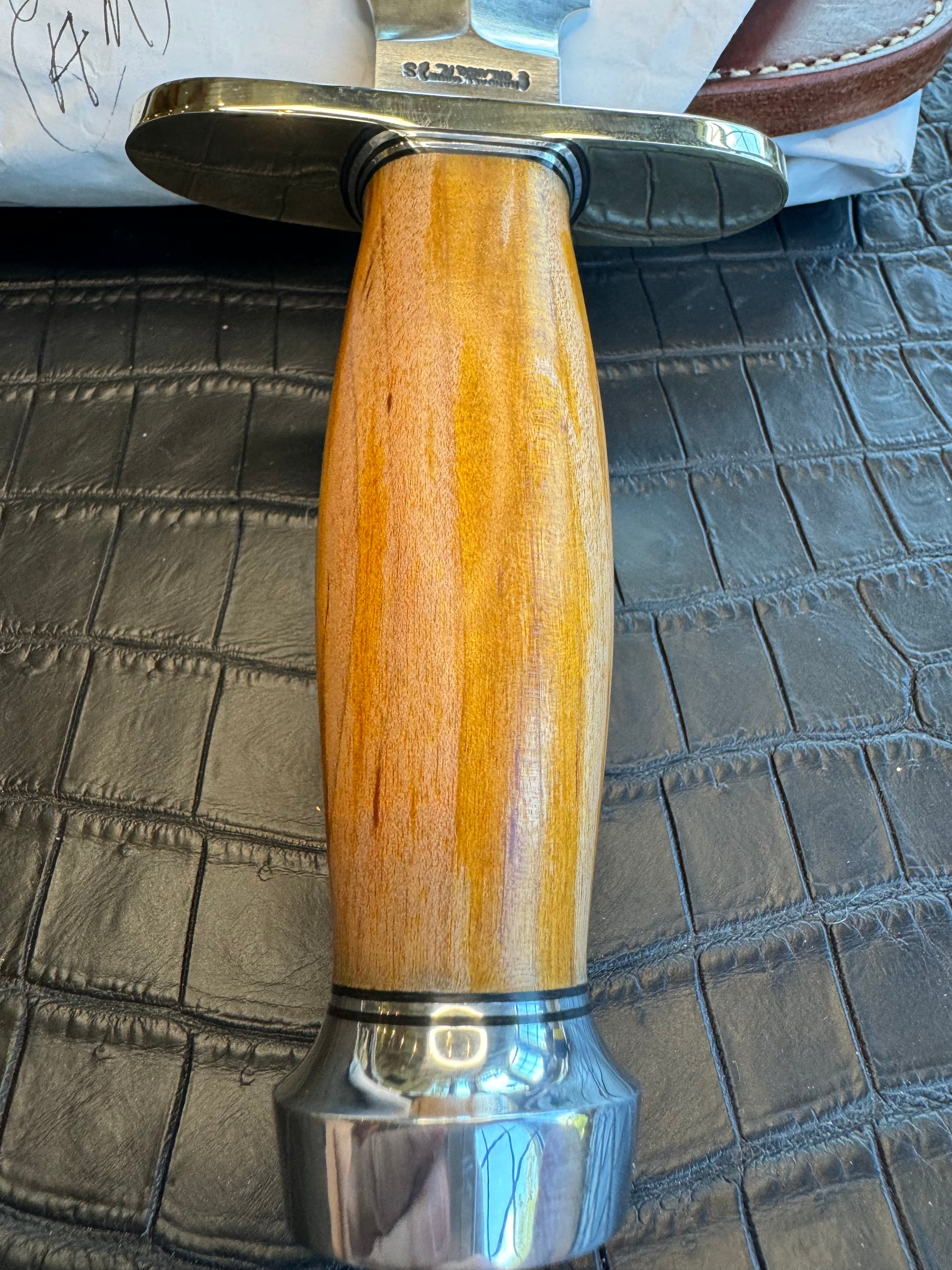 New in Paper Randall Knife Clinton Special TC Nickel Hilt Stainless Steel Cedar Wood Handle.