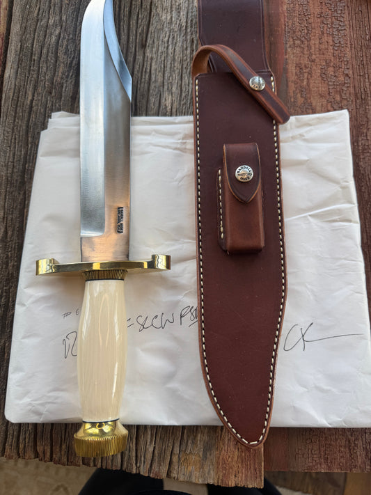 New in Paper Model 12-11 Confederate. Beautiful Dave Warthers Resin with a Brass Lugged hilt and Scalloped brass collar and scalloped coolie butt cap.