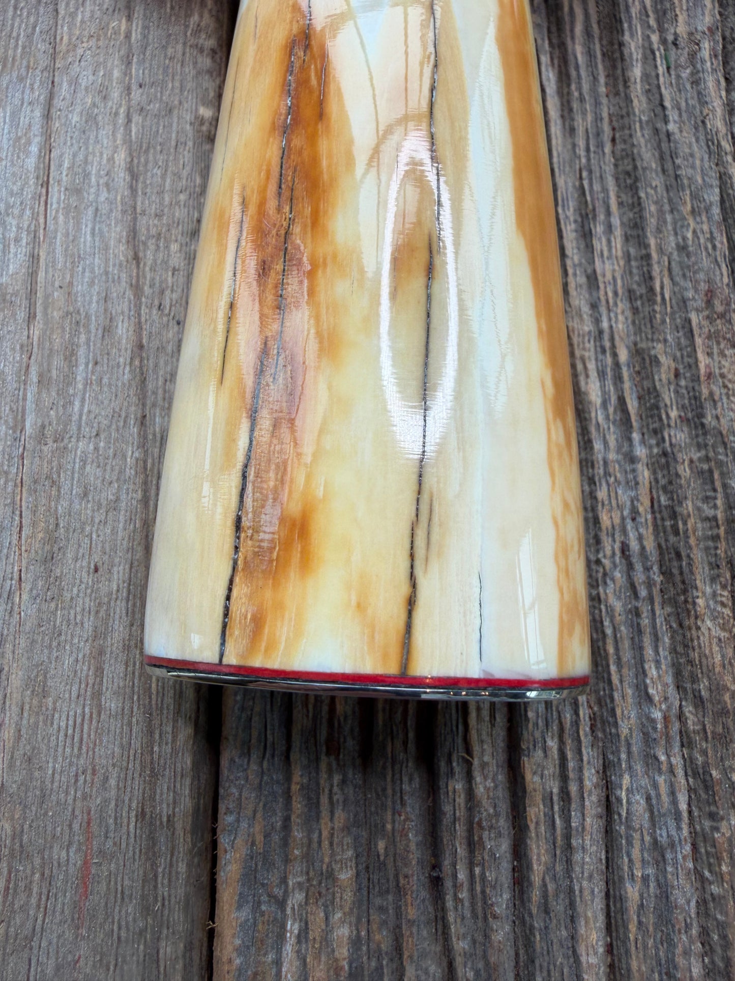 New in Paper Randall Knife Model 12-9 beautiful Fossil walrus handle, incredible colors (creams, browns , oranges) Double Nickel Silver hilt, nickel plate, Stainless Steel, RWB spacers