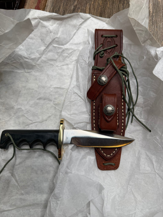 New Paper Randall Made Knife Mini Model 14 Attack Knife Black Micarta SN # 416