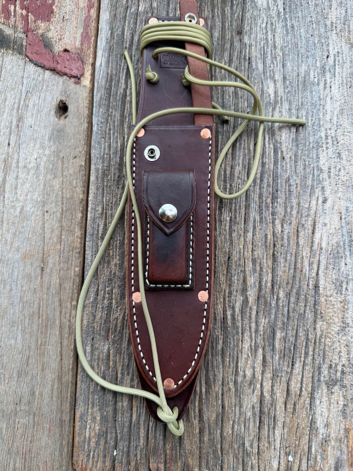 New Randall Johnson Gutcher Riveted Rough Back Knife Sheath Model 14 or 18-7.5