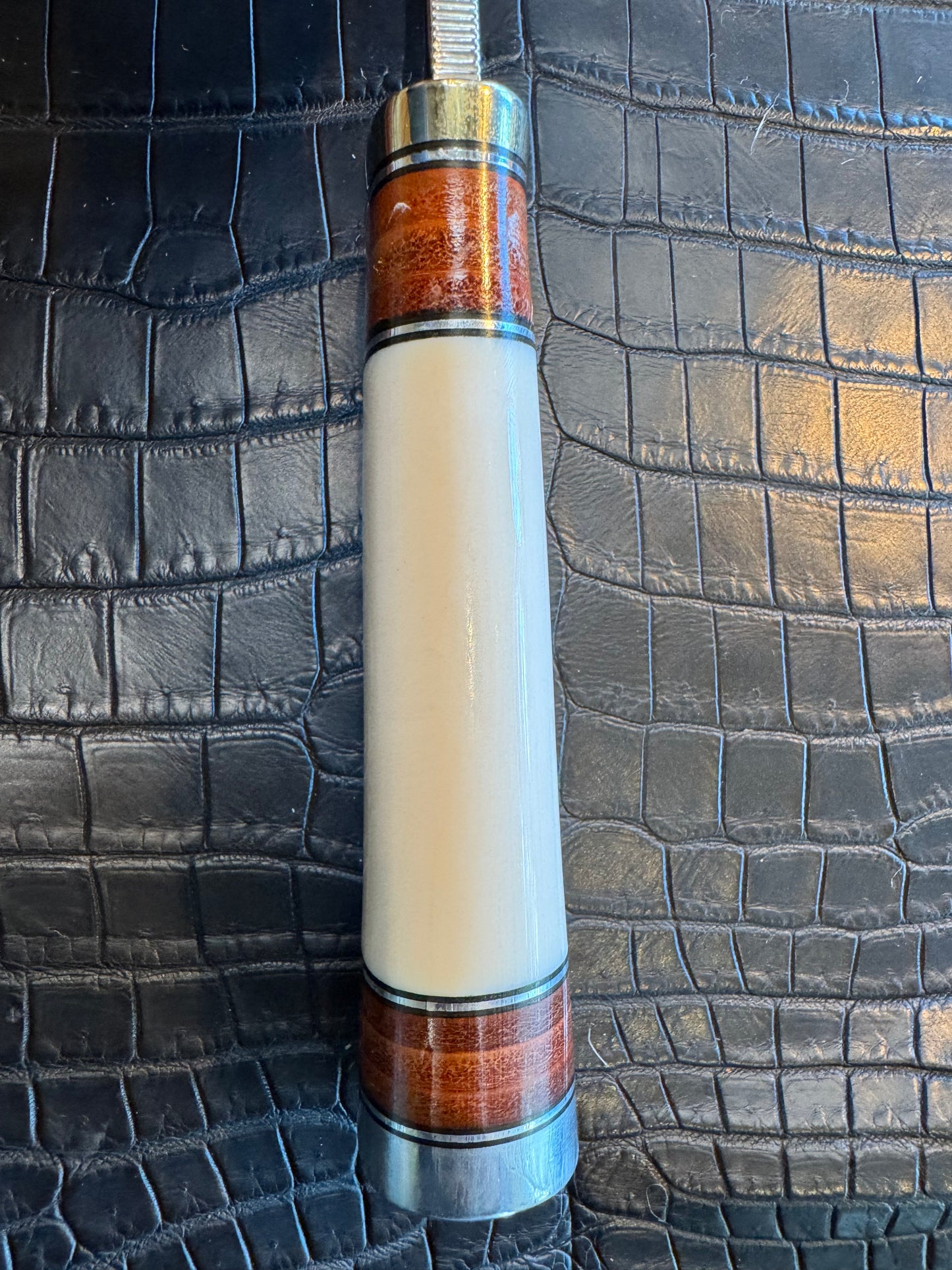 Randall Model 25-6 in Elephant Ivory with stacked Leather, Nickel Silver Hilt and Aluminum Butt cap. Flawless.