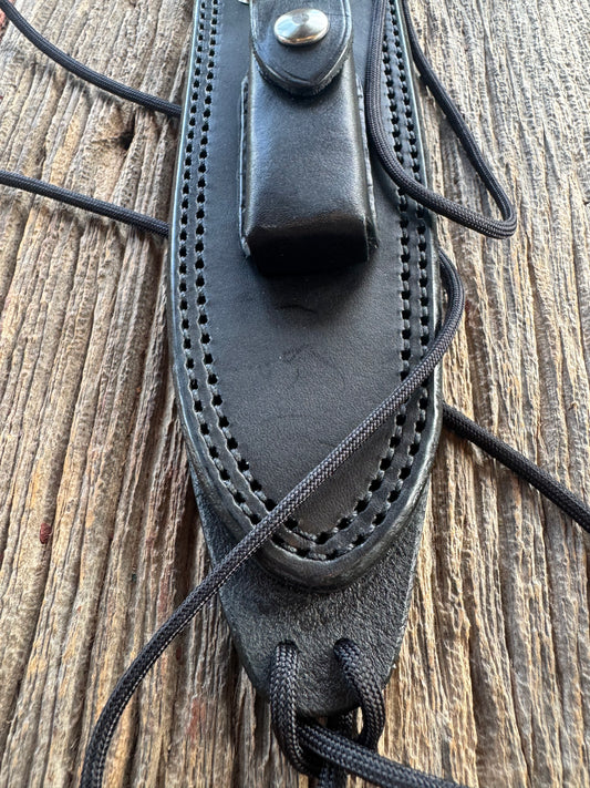 New Randall Sullivans by Gutcher Black Leather Knife Sheath Model 14 with Sharpening Stone.